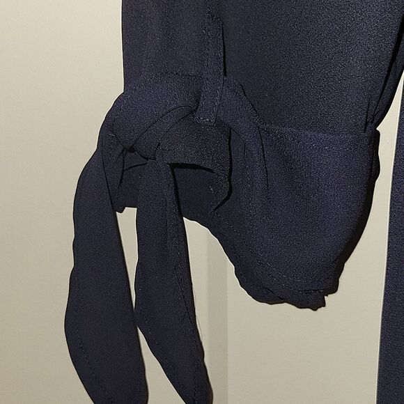 Mint Velvet 3/4 Sleeve Sheer Navy Button Blouse size 10 - Picture 6 of 9